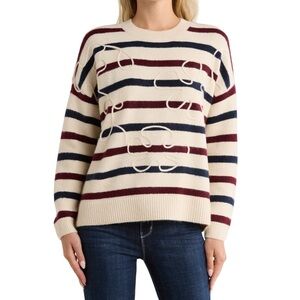 PARKER Embroidered Striped Sweater Size Medium NWT